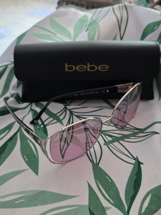 NEW Bebe Frisky BB7078 Shield Aviator Pink Gradient Silver Leopard 58mm main image 4